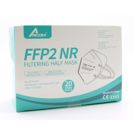 Masques de Protection Respiratoire FFP2 Noirs 20 pièces - Univers Pharmacie
