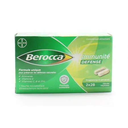 Berocca Immunité Défense 2X28 gélules végétales - Univers Pharmacie