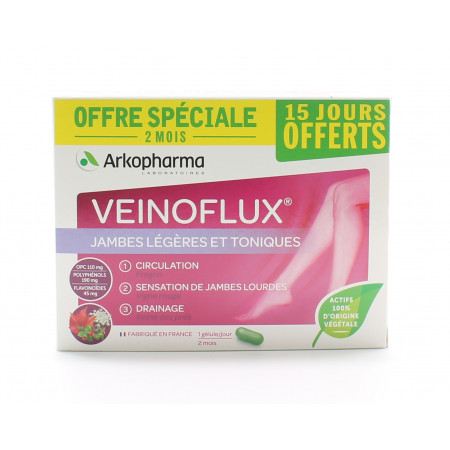 Arkopharma Veinoflux Jambes Légères 2 mois 30 gélules - Univers Pharmacie