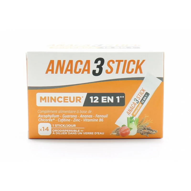 Anaca3 Stick Minceur 12en1 14 sticks - Univers Pharmacie