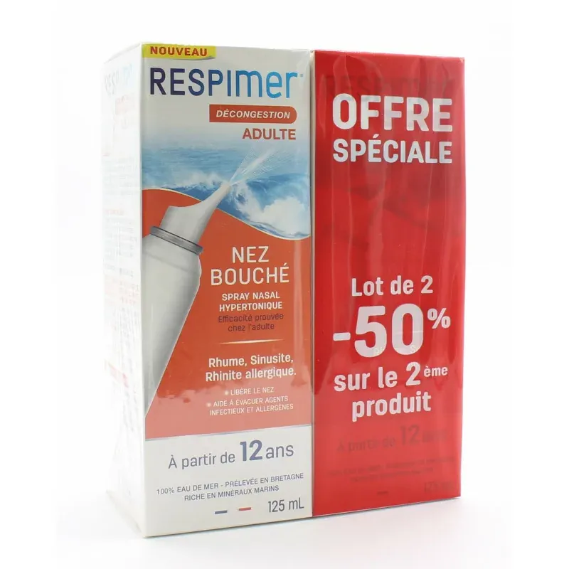 Respimer Décongestion Adulte Nez Bouché 2X125ml - Univers Pharmacie