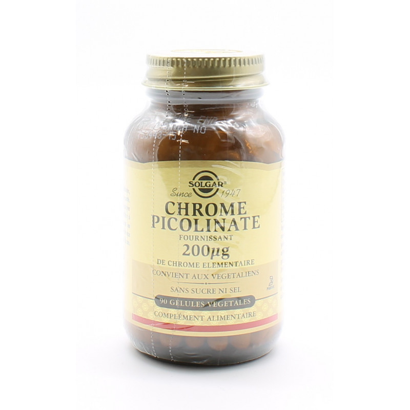 Solgar Chrome Picolinate 200µg 90 gélules - Univers Pharmacie Solgar Chrome Picolinate 200µg 90 gélules - Univers Pharmacie