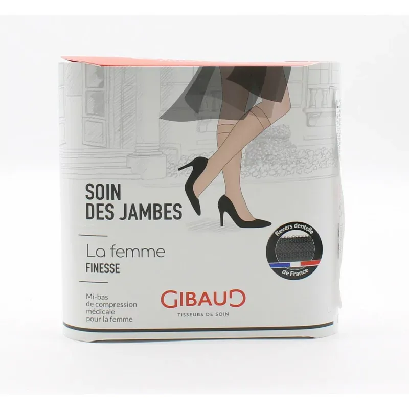 Gibaud La Femme Finesse Mi-bas Dentelle Noire Taille 1L - Univers Pharmacie