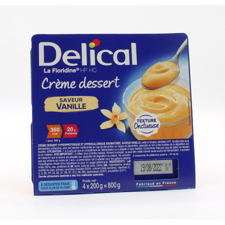 Delical Crème Dessert La Floridine HP HC Saveur Vanille 4X200g - Univers Pharmacie