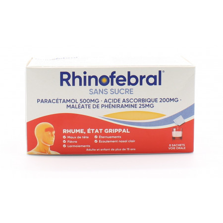 Rhinofebral Sans Sucre 8 sachets - Univers Pharmacie