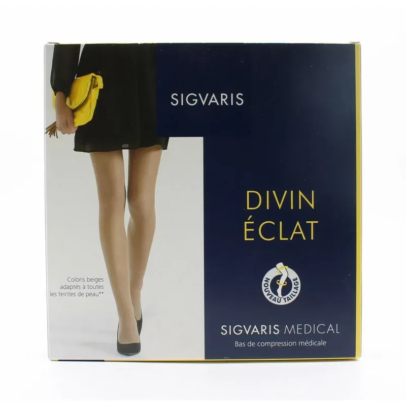 Sigvaris Divin Eclat Collant de Compression Classe 2 PO Beige 120 taille S Long