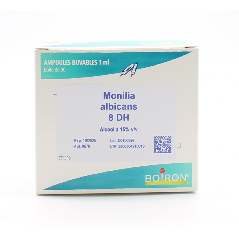 Boiron Monilia Albicans 8DH Ampoules Buvables 30X1ml Univers Pharmacie