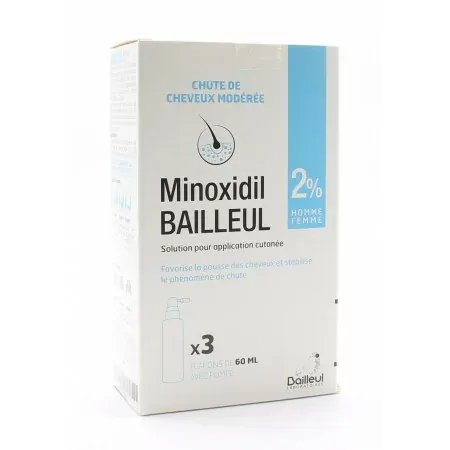 Minoxidil 2% Bailleul 3X60ml - Univers Pharmacie