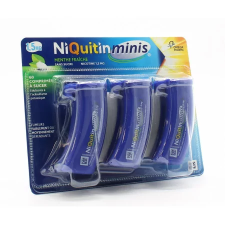 Niquitin Minis 1,5mg Menthe Fraîche sans sucre 60 comprimés - Univers Pharmacie