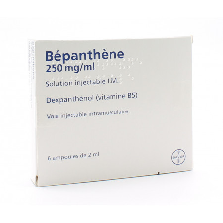 Bepanthene 250 mg/ml solution injectable I.M 6 ampoules - Univers Pharmacie