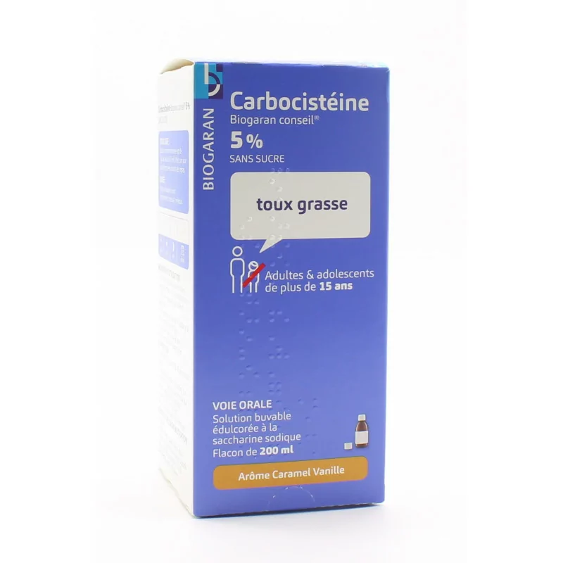 Biogaran Carbocistéine 5% Sans Sucre Toux Grasse 200ml - Univers Pharmacie
