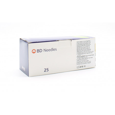 BD Needles Aiguilles Spinales Biseau de Quincke 20G (0,9X75mm) X25 - Univers Pharmacie