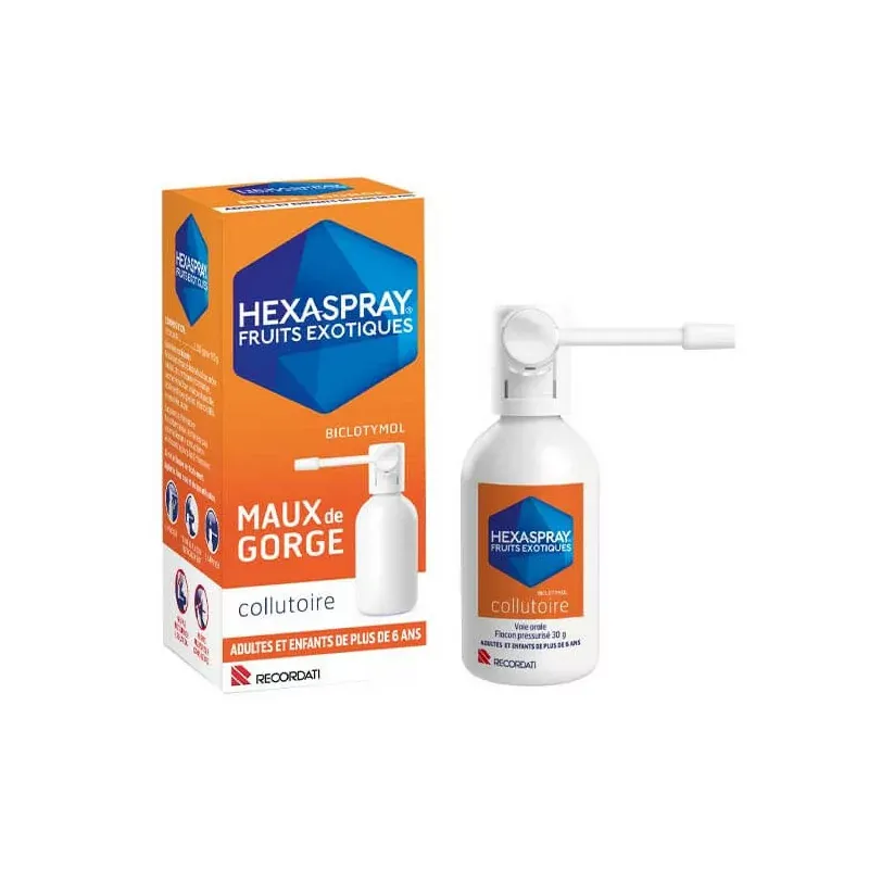 Hexaspray Collutoire Fruits Exotiques 30g - Univers Pharmacie Hexaspray Collutoire Fruits Exotiques 30g - Univers Pharmacie