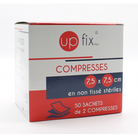 Up Fix Compresses en Non Tissé Stériles 7,5X7,5cm 50 sachets - Univers Pharmacie
