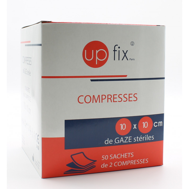 Up Fix Compresses de Gaze Stériles 10X10cm 50 sachets - Univers Pharmacie