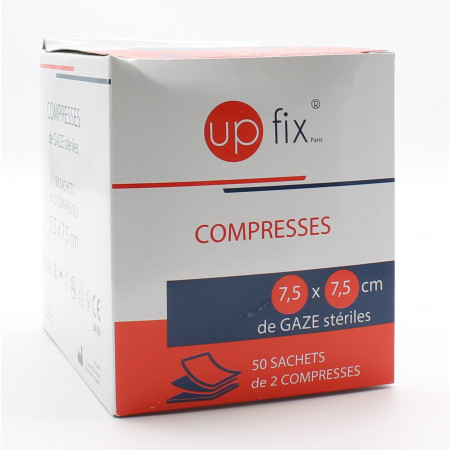Up Fix Compresses de Gaze Stériles 7,5X7,5cm 50 sachets - Univers Pharmacie