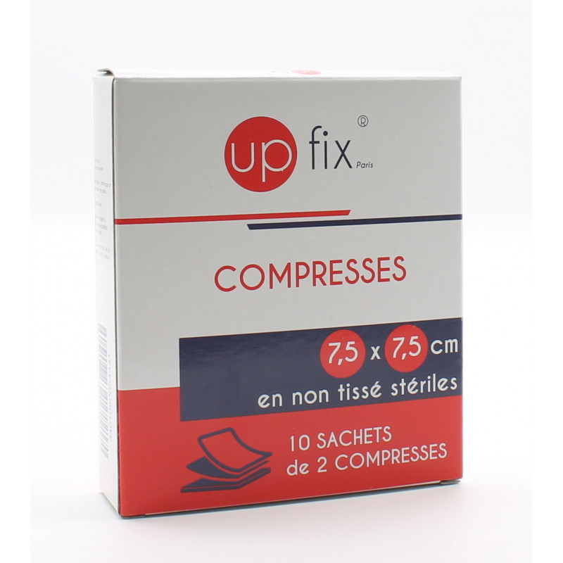 Up Fix Compresses en Non Tissé Stériles 7,5X7,5cm 10 sachets - Univers Pharmacie