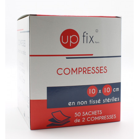Up Fix Compresses en Non Tissé Stériles 10X10cm 50 sachets - Univers Pharmacie