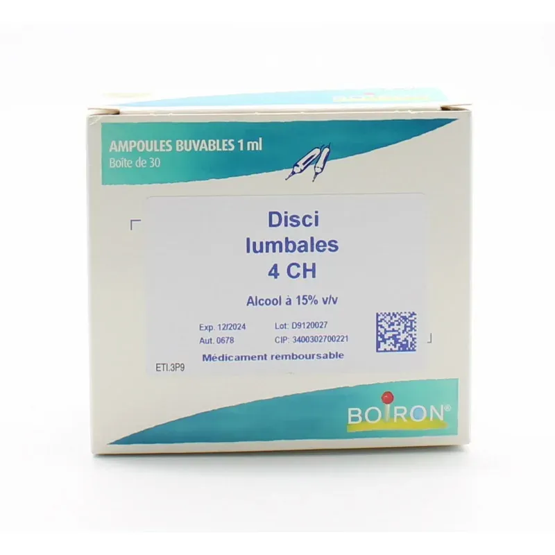 Boiron Disci Lumbales 4CH Ampoules Buvables 30X1ml - Univers Pharmacie