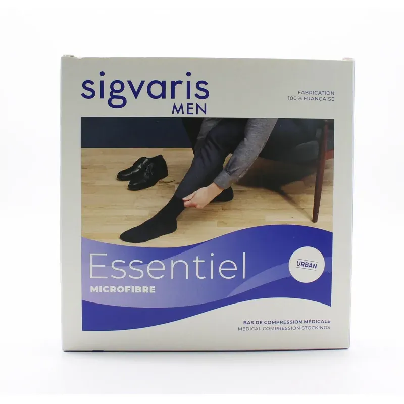 Sigvaris Men Essentiel Microfibre Urban Bas Auto-fixants M Long Moins Noir - Univers Pharmacie