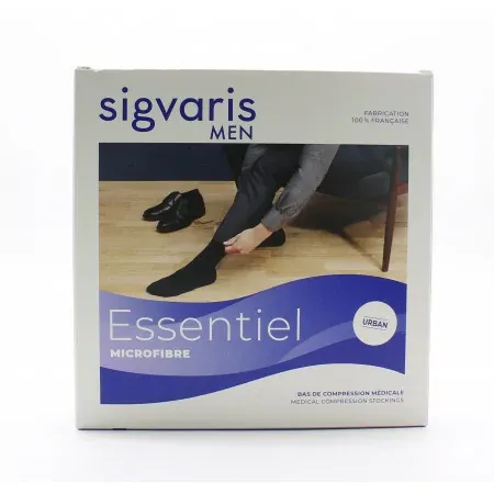 Sigvaris Men Essentiel Microfibre Urban Bas Auto-fixants L Long Noir - Univers Pharmacie