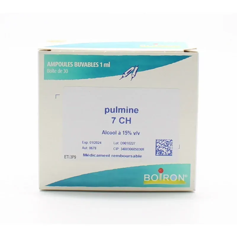 Boiron Pulmine 7CH Ampoules Buvables 30X1ml - Univers Pharmacie