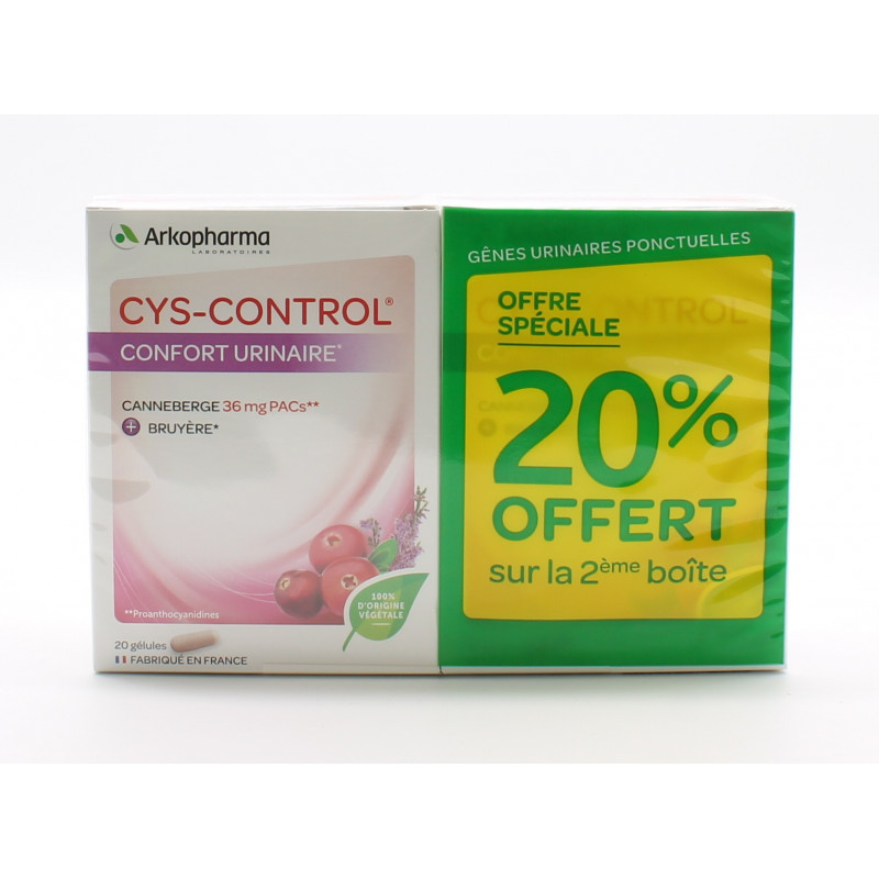 Arkopharma Cys-Control 2X20 gélules - Univers Pharmacie Arkopharma Cys-Control 2X20 gélules - Univers Pharmacie