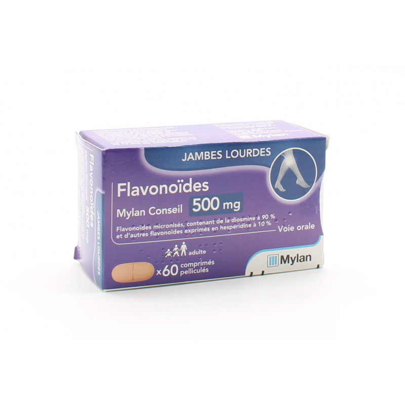 Flavonoïdes Mylan Conseil 500mg Jambes Lourdes 60 comprimés - Univers Pharmacie Flavonoïdes Mylan Conseil 500mg Jambes Lourdes 60 comprimés - Univers Pharmacie