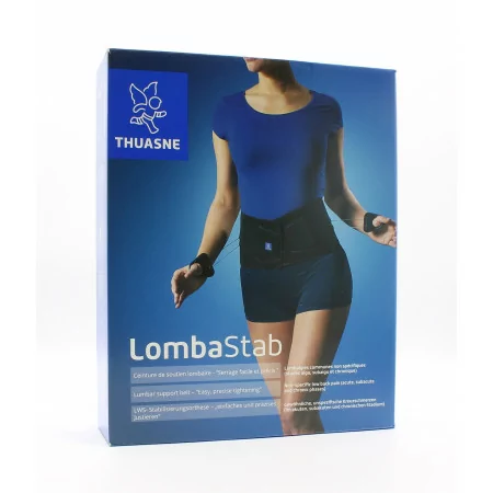 Thuasne LombaStab Ceinture de Soutien Lombaire Noir Bleuté Taille 5 H21cm - Univers Pharmacie
