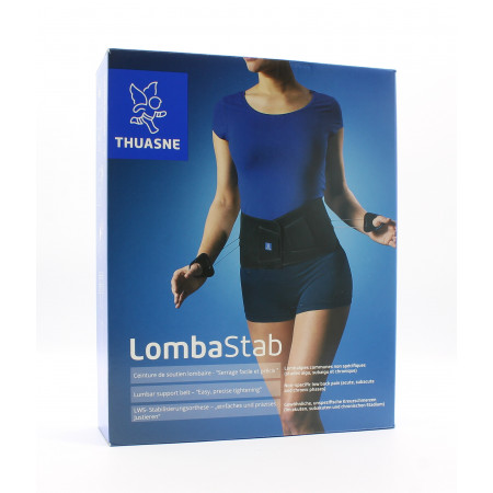 Thuasne LombaStab Ceinture de Soutien Lombaire Noir Bleuté Taille 1 H26cm - Univers Pharmacie