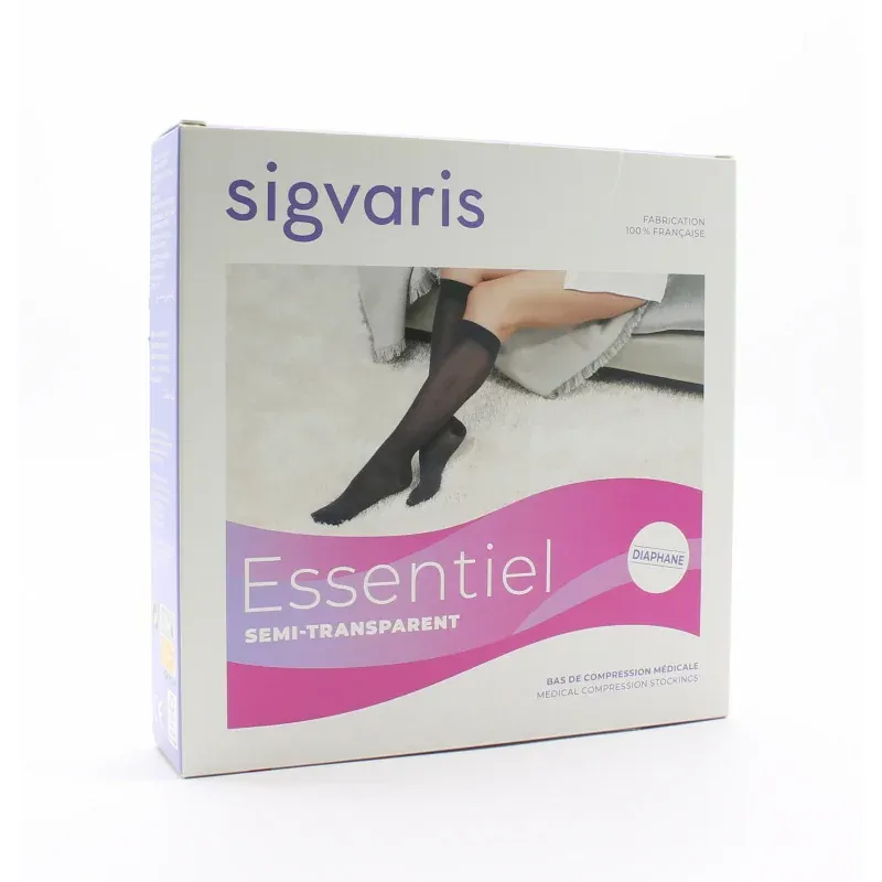Sigvaris Essentiel Semi-transparent Diaphane Bas Auto-fixants Taille L Long Naturel - Univers Pharmacie