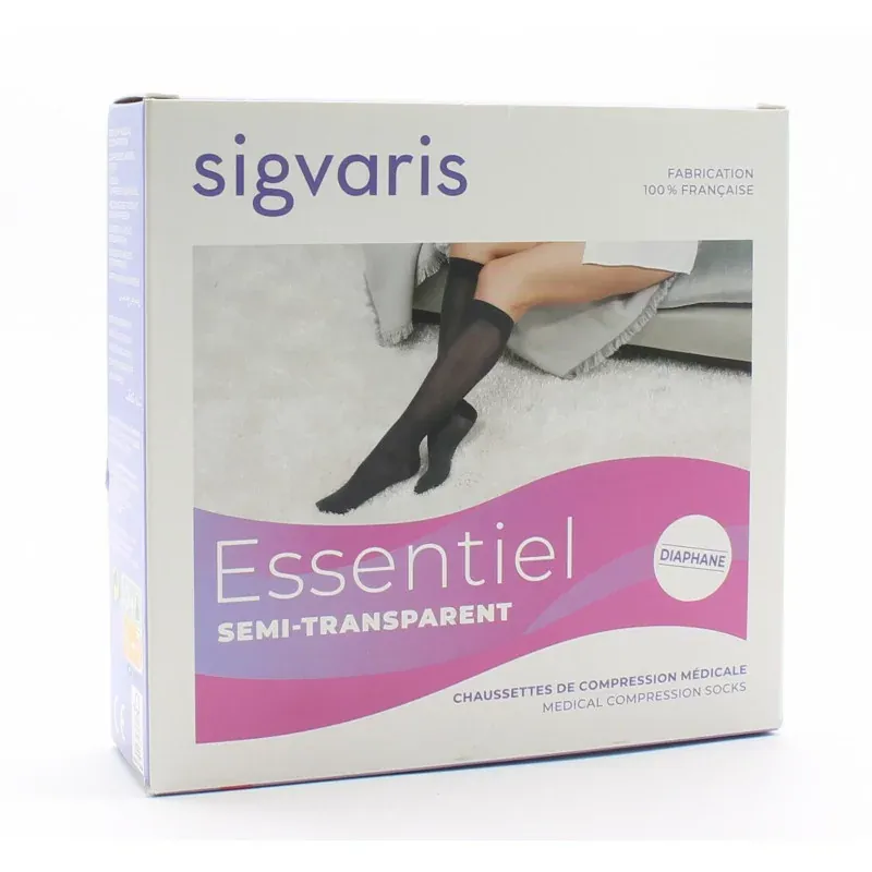 Sigvaris Essentiel Semi-transparent Diaphane Chaussettes Taille S Normal Noir