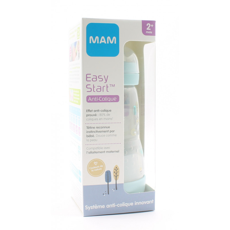 MAM Easy Start Biberon Anti-colique 2+mois Aqua 260ml - Univers Pharmacie