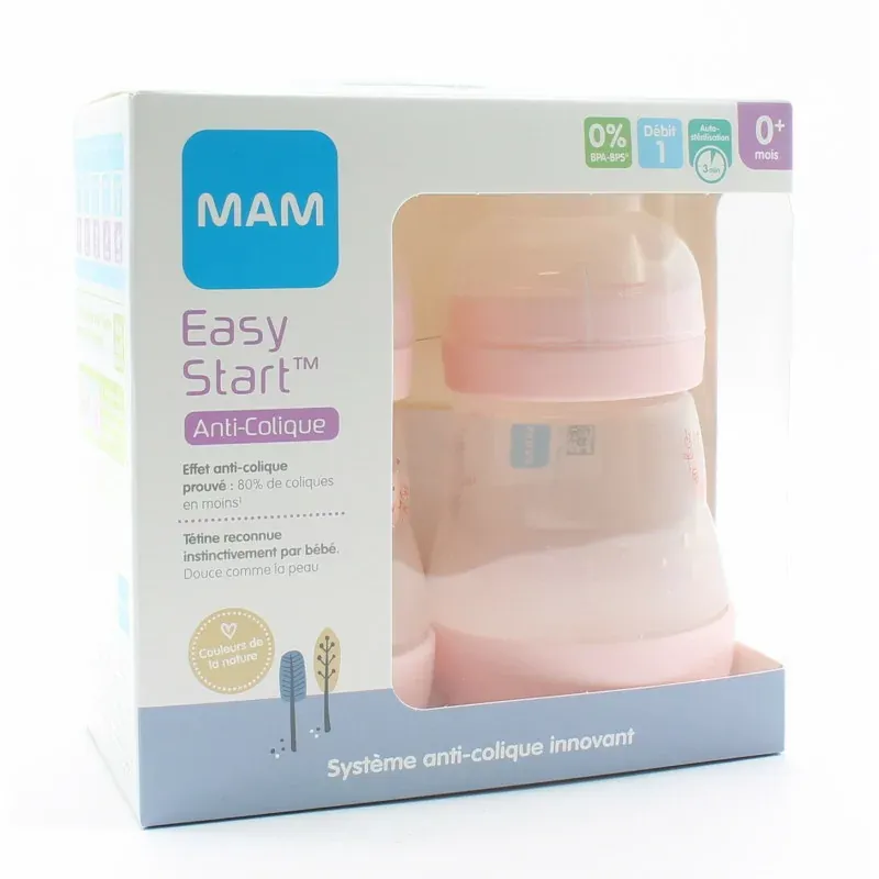 MAM Coffret Biberons Easy Start Rose Hibou 2X160ml - Univers Pharmacie