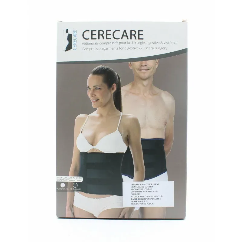 Cerecare Digibelt Ceinture de Soutien Abdominal Noire Taille 1 H25cm - Univers Pharmacie