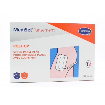 MediSet Pansement Post-op Set Plaies Moyennes -10cm Coupe-fils X3 - Univers Pharmacie