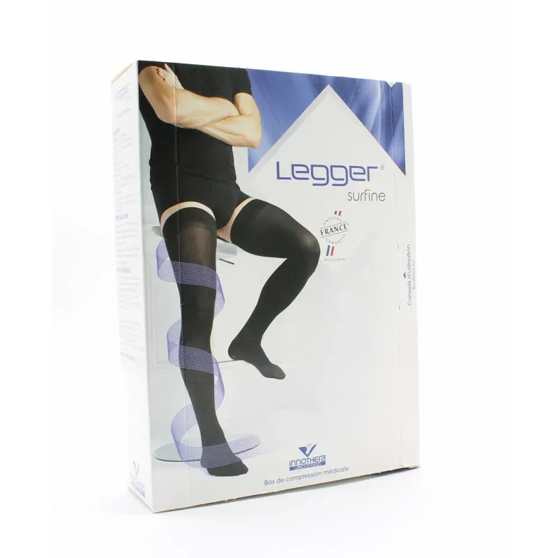 Legger Surfine Bas Autofix Pied Ouvert T2 Long Noir Fresh+ - Univers Pharmacie