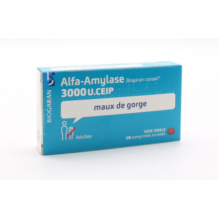 Alfa-Amylase Biogaran Conseil 18 comprimés - Univers Pharmacie