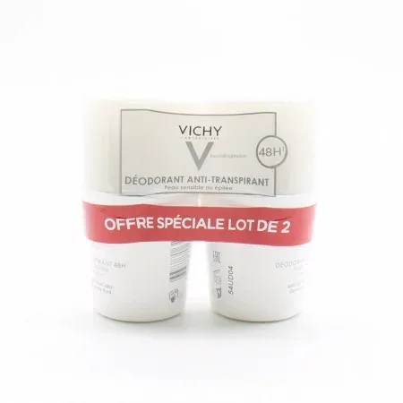 Vichy Déodorant Bille Anti-transpirant 48h Peau Sensible 2X50ml - Univers Pharmacie