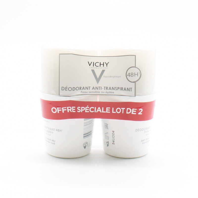 Vichy Déodorant Bille Anti-transpirant 48h Peau Sensible 2X50ml - Univers Pharmacie Vichy Déodorant Bille Anti-transpirant 48h Peau Sensible 2X50ml - Univers Pharmacie