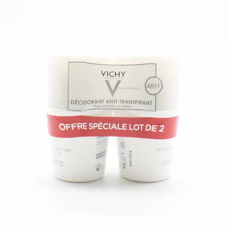 Vichy Déodorant Bille Anti-transpirant 48h Peau Sensible 2X50ml - Univers Pharmacie