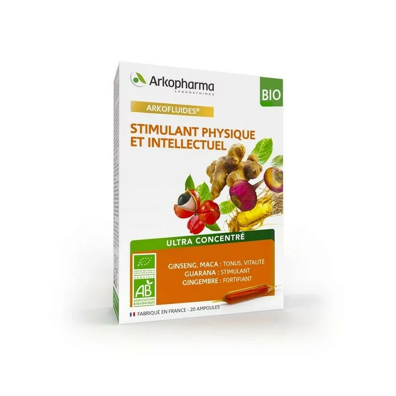Arkopharma Arkofluides Bio Stimulant Physique et Intellectuel 20 ampoules