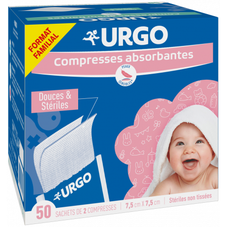 Urgo Compresses Absorbantes Non Tissées 7,5X7,5cm 50X2 - Univers Pharmacie