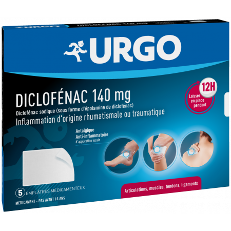 Urgo Diclofénac 140mg 5 emplâtres médicamenteux - Univers Pharmacie