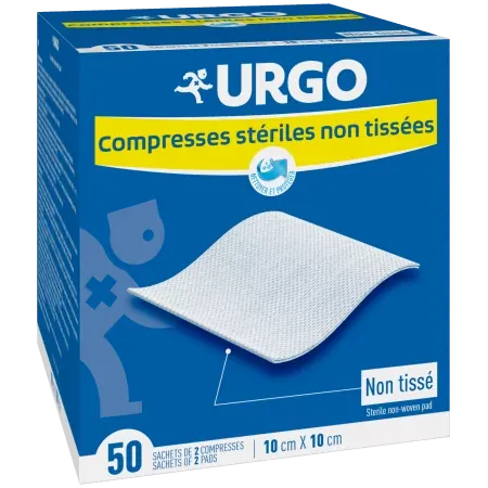 Urgo Compresses Stériles Non Tissées 10X10cm 50 sachets - Univers Pharmacie
