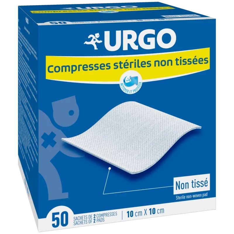 Urgo Compresses Stériles Non Tissées 10X10cm 50 sachets - Univers Pharmacie