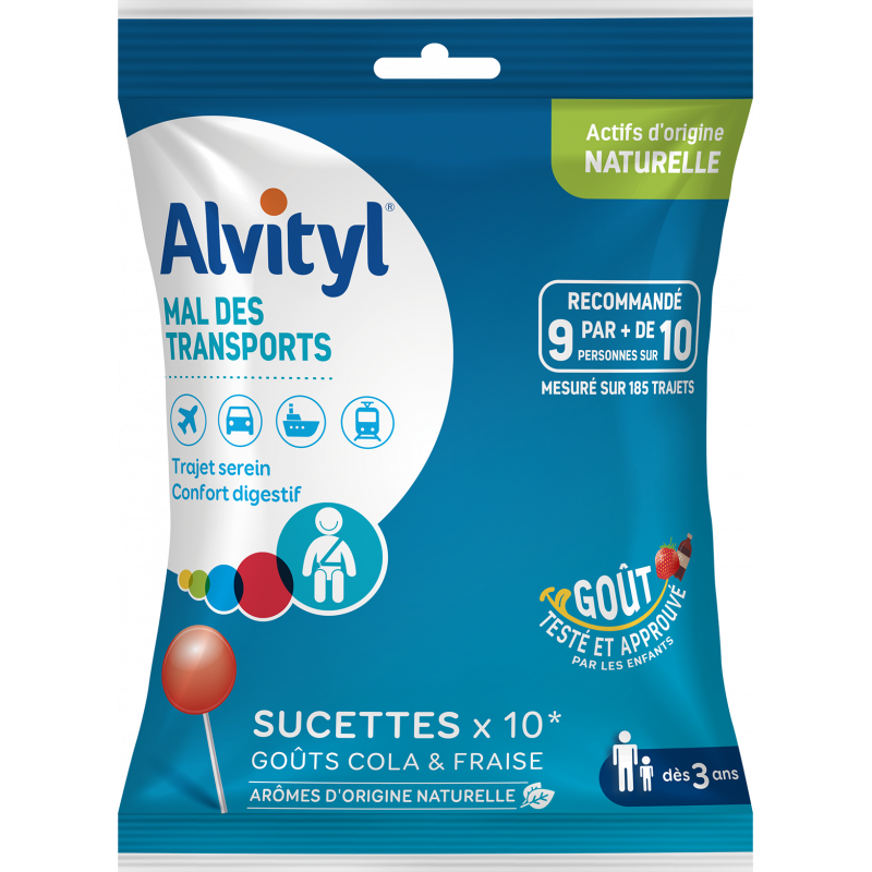 Alvityl Mal des Transports 10 sucettes - Univers Pharmacie Alvityl Mal des Transports 10 sucettes - Univers Pharmacie
