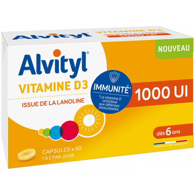 Alvityl Vitamine D3 1000UI 60 capsules - Univers Pharmacie