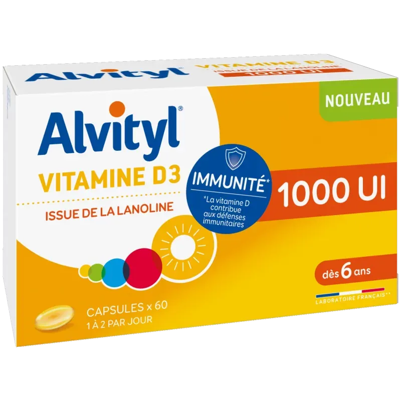 Alvityl Vitamine D3 1000UI 60 capsules - Univers Pharmacie
