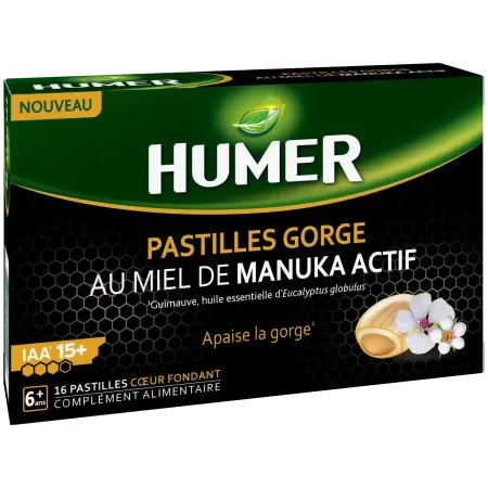 Humer Pastilles Gorge au Miel de Manuka Actif X16 - Univers Pharmacie